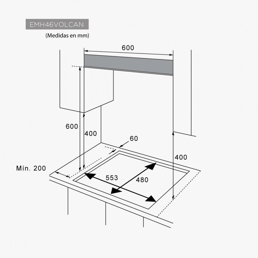 Encimera de Gas 60 cm 4 fuegos